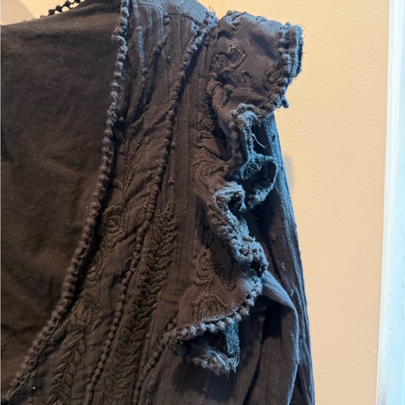 Free People Isabella Cotton Embroidered Eyelet Mini Dress Black Size 6 - Picture 6 of 10